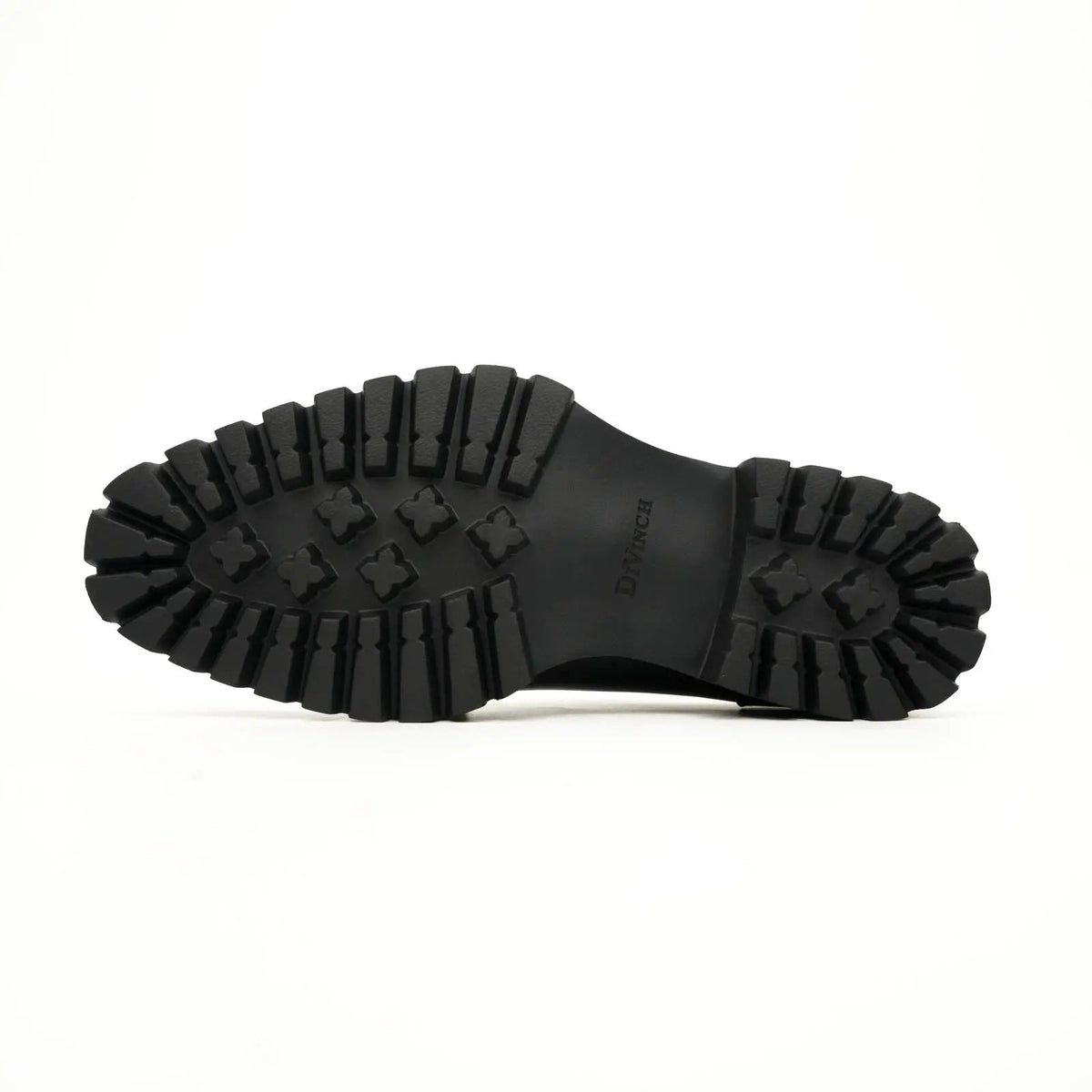 Black Calfskin Apron-Toe Derby Shoes with Lug Sole