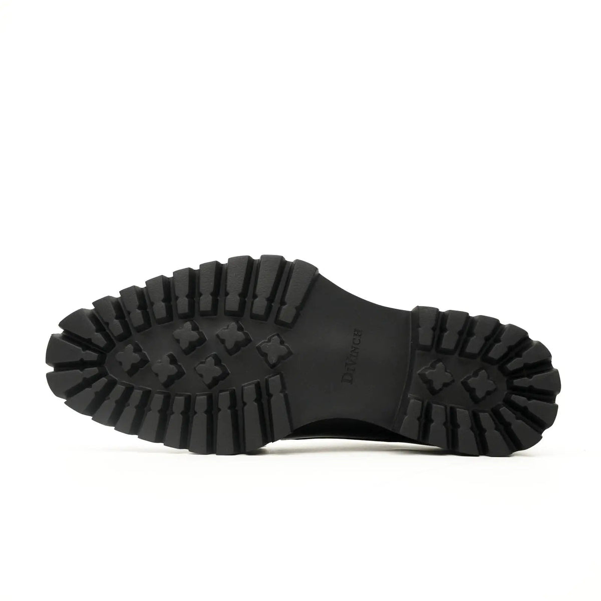 Black Apron-Toe Double Monk Strap Shoes with Lug Sole