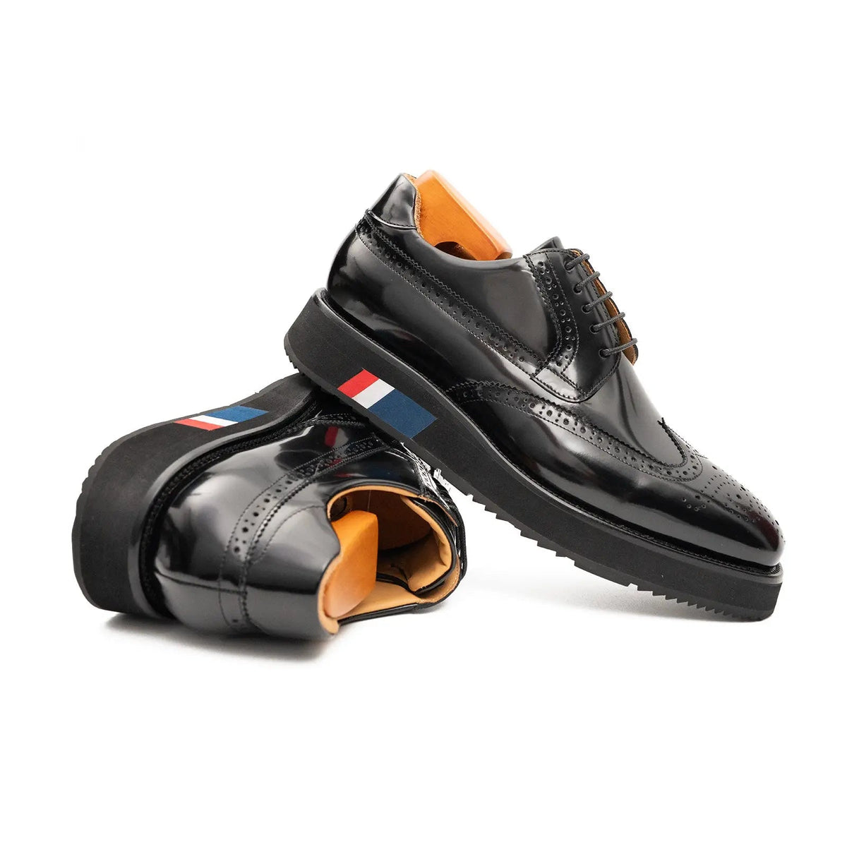 Black Platform Wingtip Derby Shoe