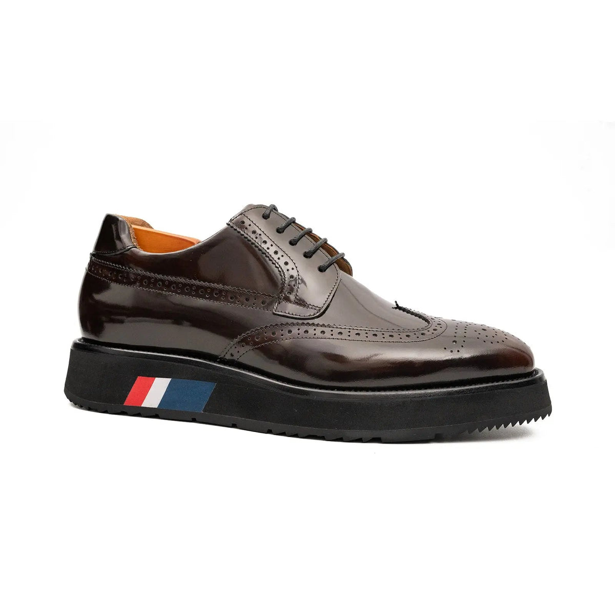 Dark Brown Platform Wingtip Derby Shoe