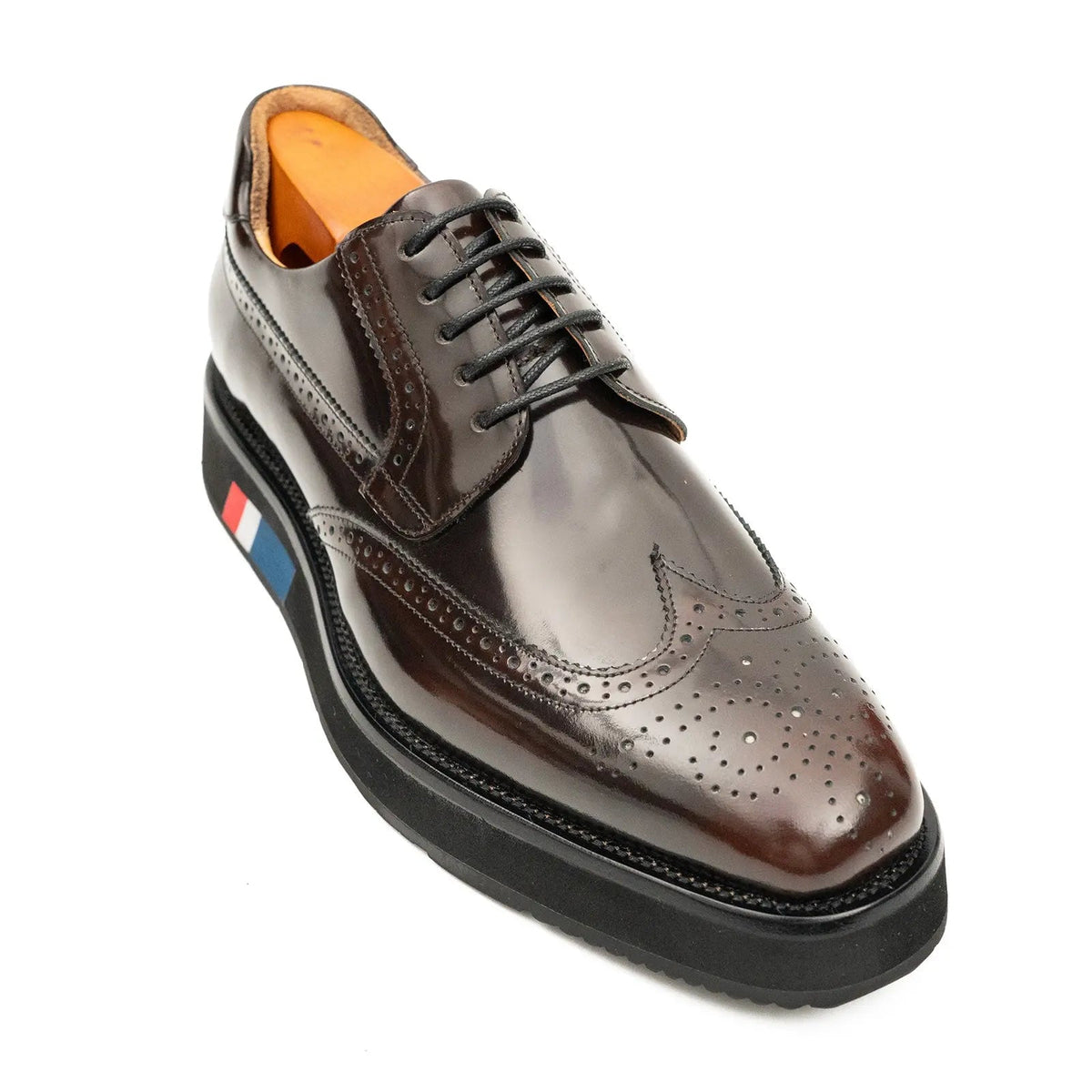 Dark Brown Platform Wingtip Derby Shoe