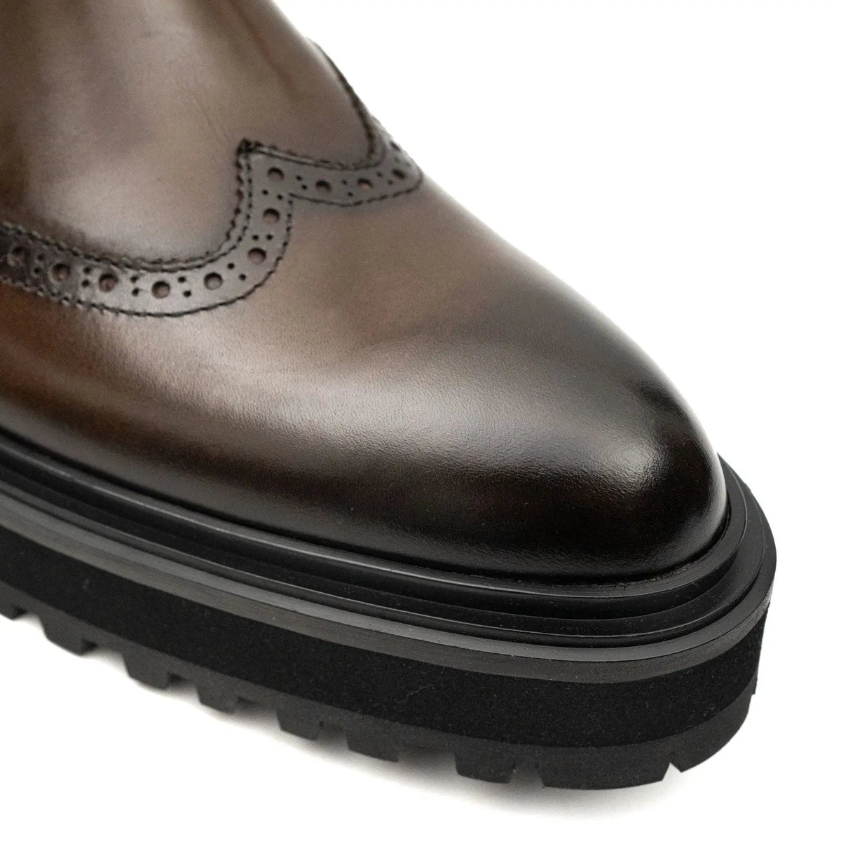 Dark Brown Lug Sole Chelsea Ankle Boot