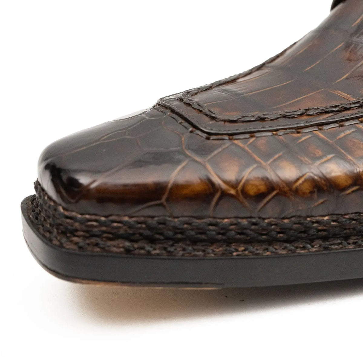 Dark Brown Textured Apron-Toe Derby Shoe