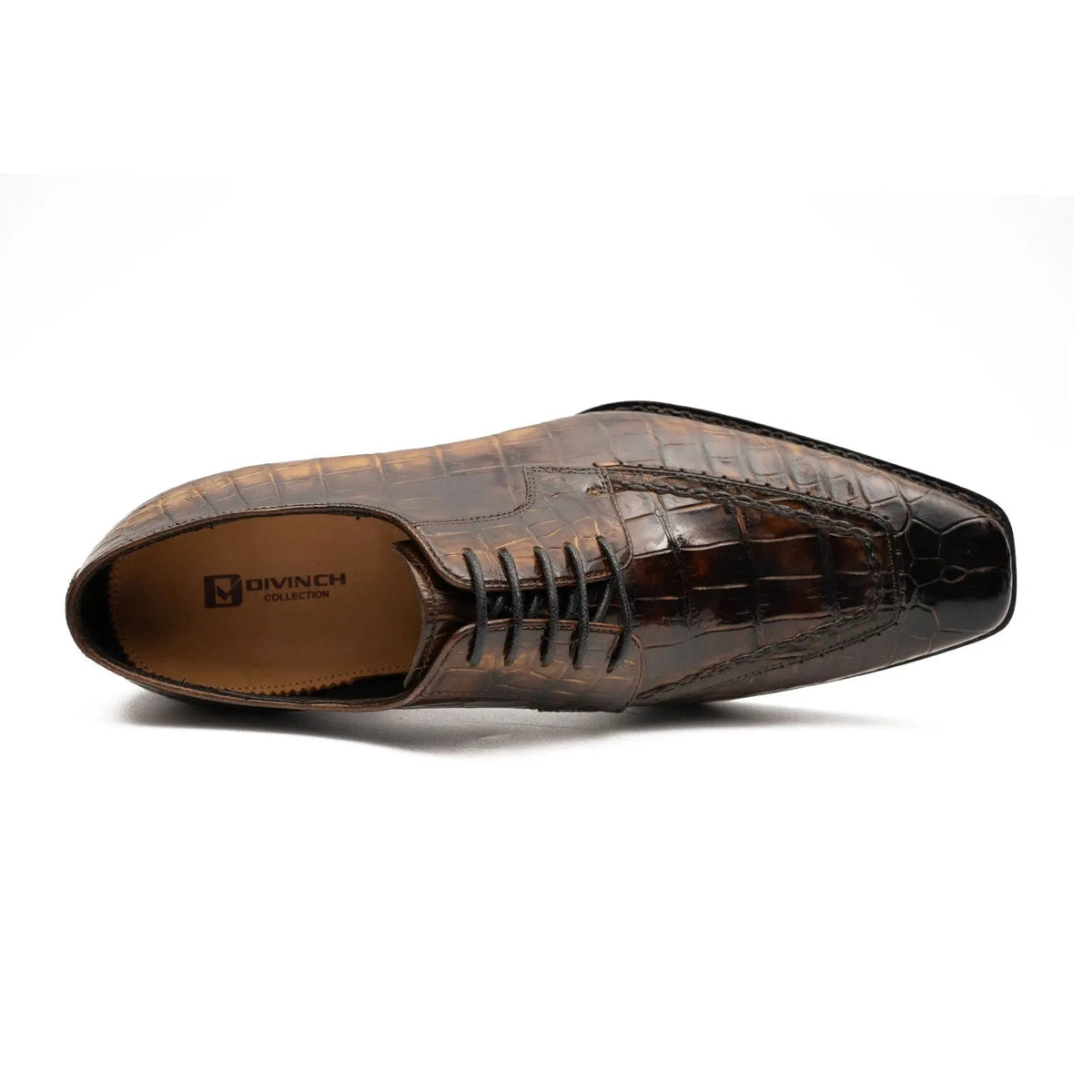 Dark Brown Textured Apron-Toe Derby Shoe