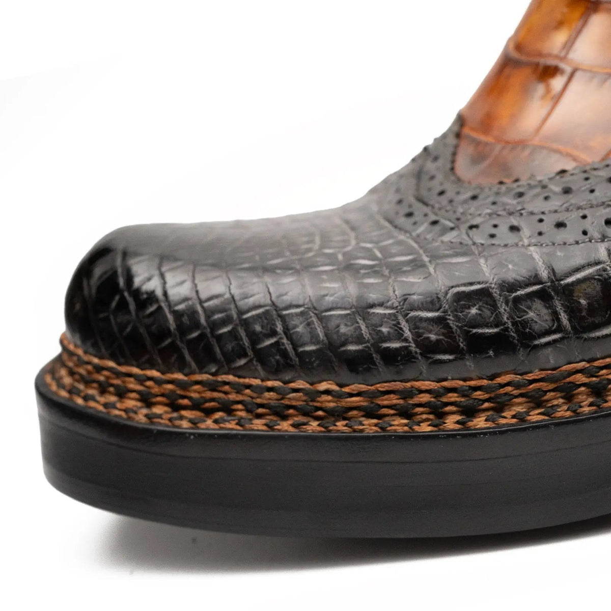Two-Tone Textured Side-Zip Ankle Boot