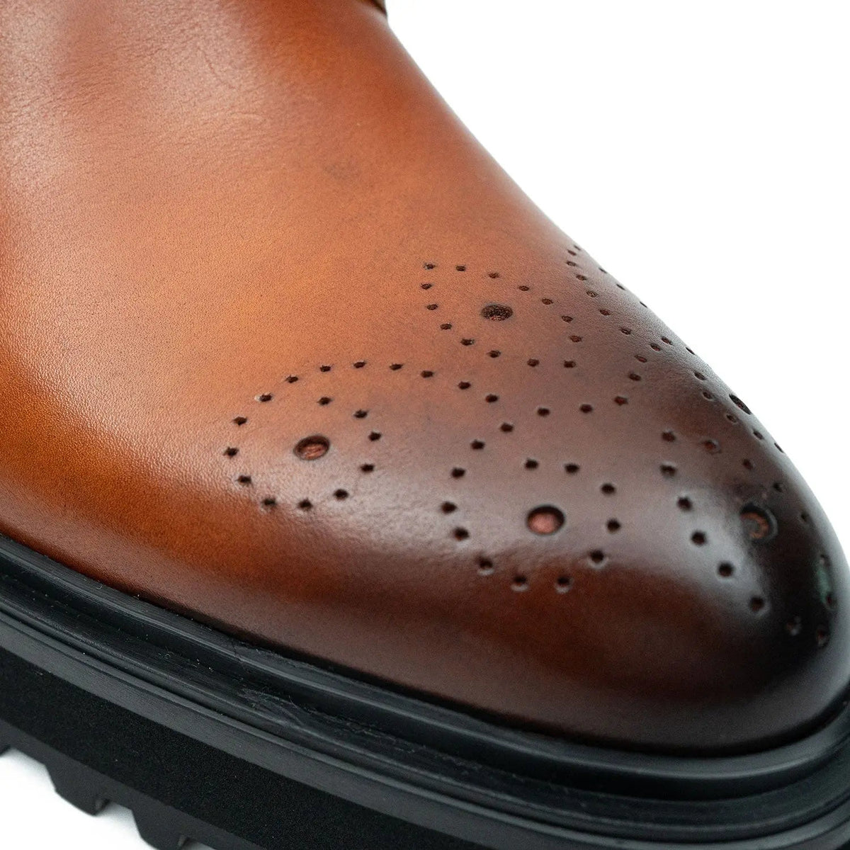 Cognac Brown Double Monk Shoe with Dark Toe