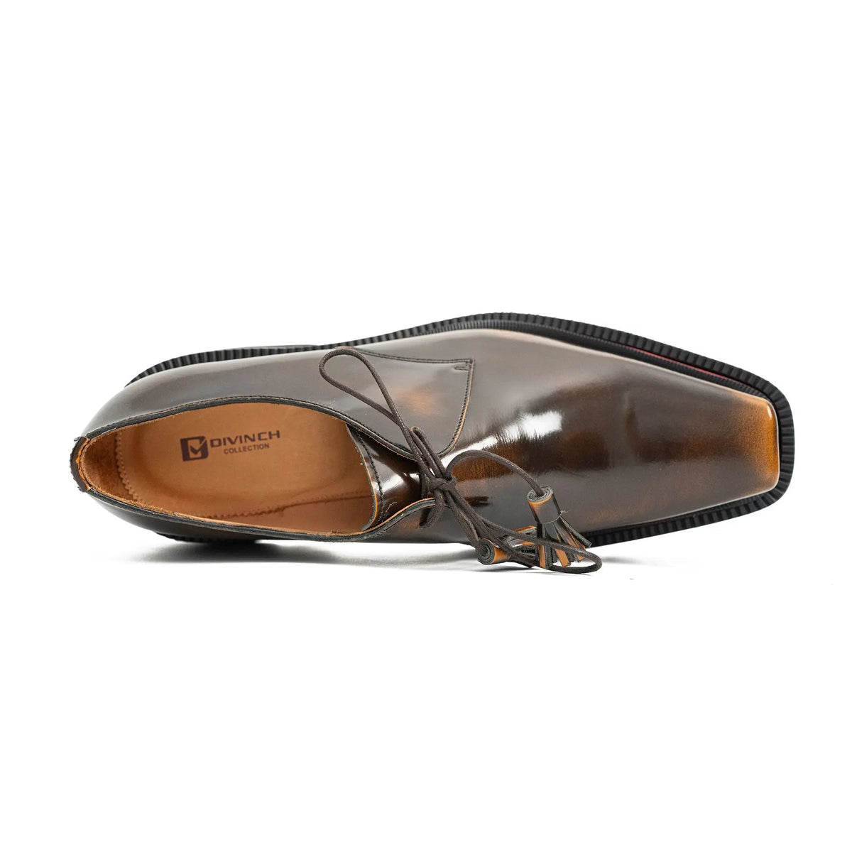 Brown Apron-Toe Derby Shoe with Golden Shading
