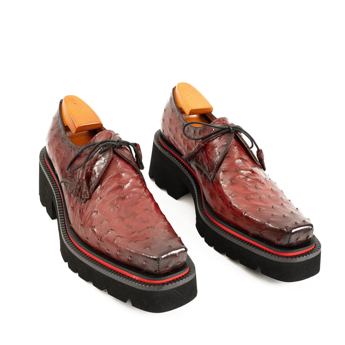 Burgundy Textured Lug Sole Derby Shoe
