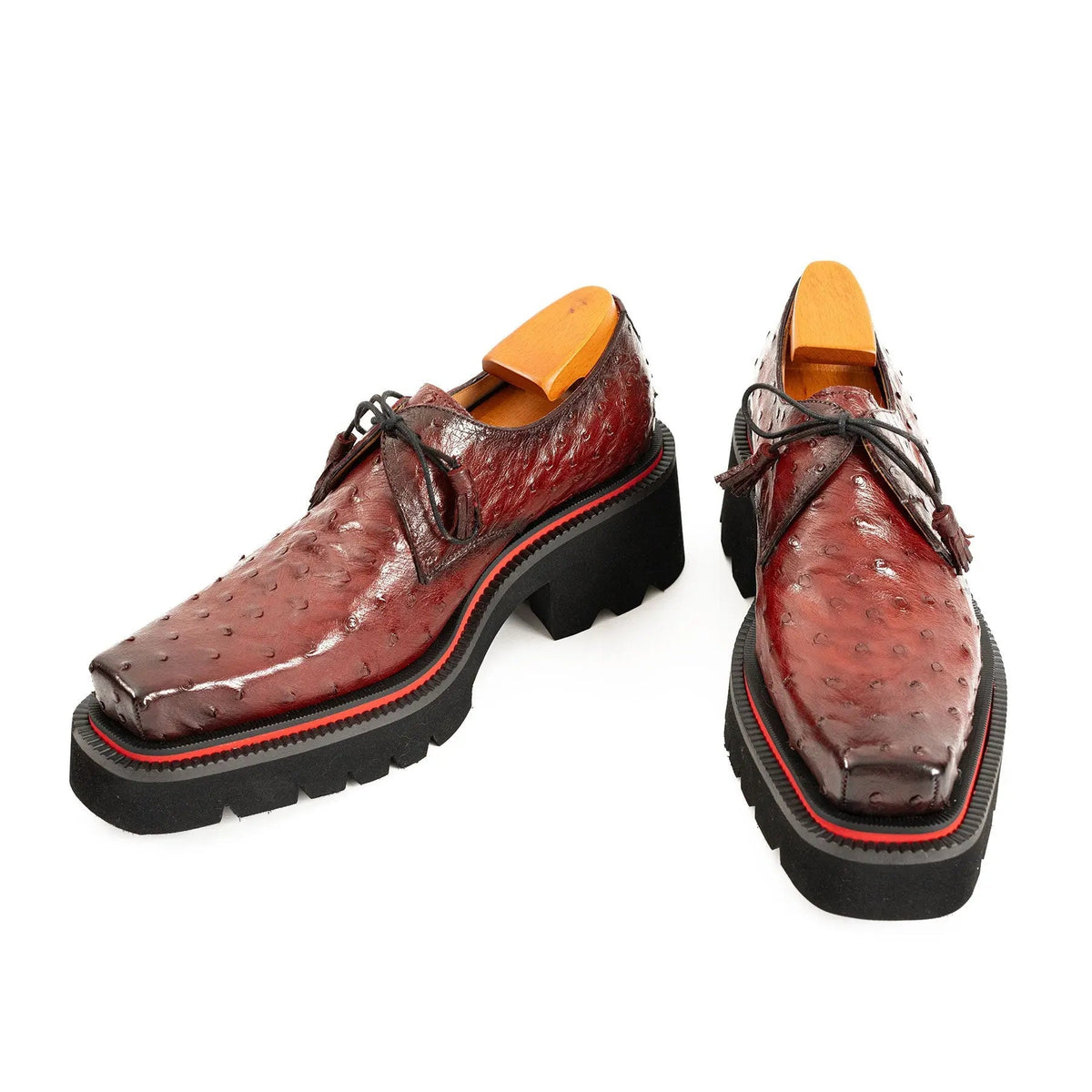 Burgundy Textured Lug Sole Derby Shoe