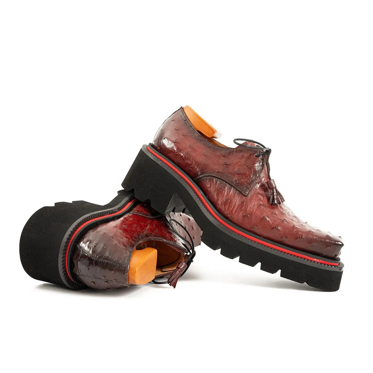 Burgundy Textured Lug Sole Derby Shoe