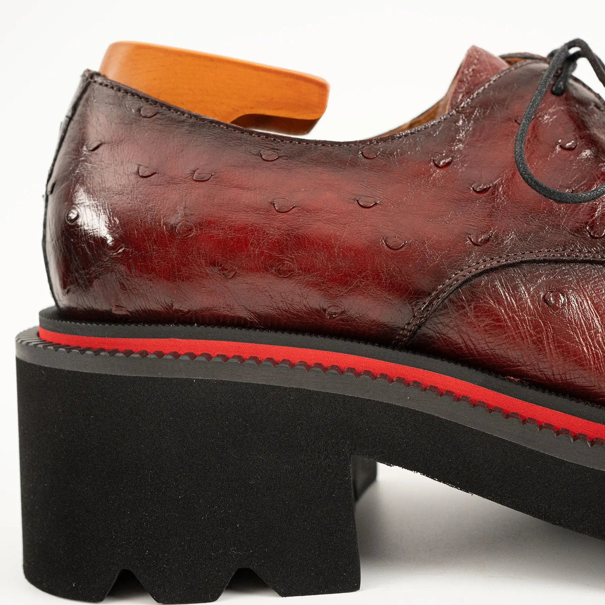 Burgundy Textured Lug Sole Derby Shoe