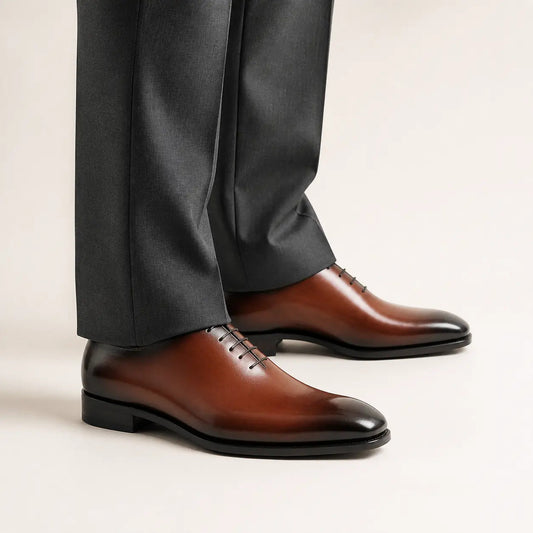 Brown Elongated Plain-Toe Oxford Shoes