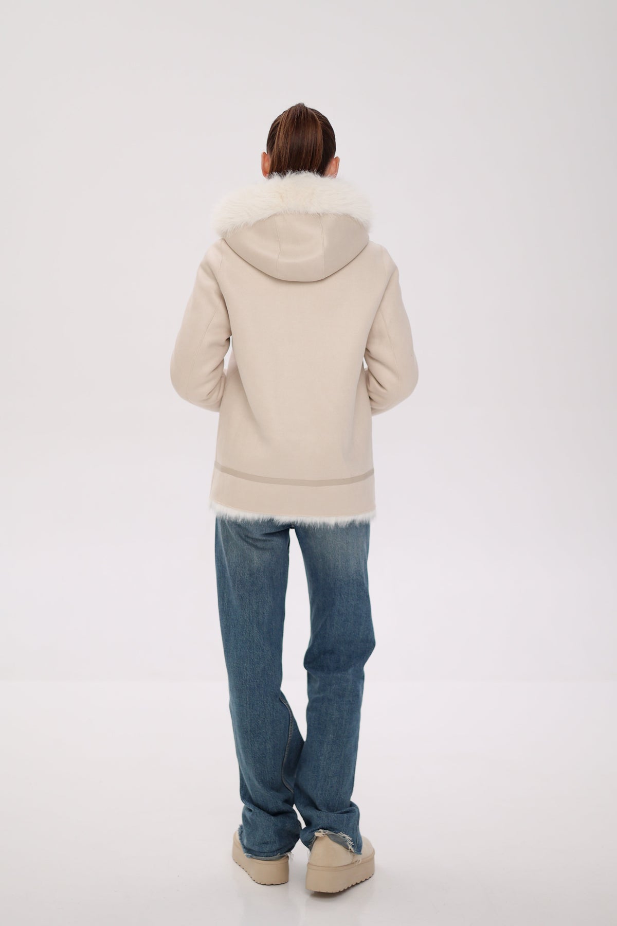 Reversible Hooded Wool Blend Jacket