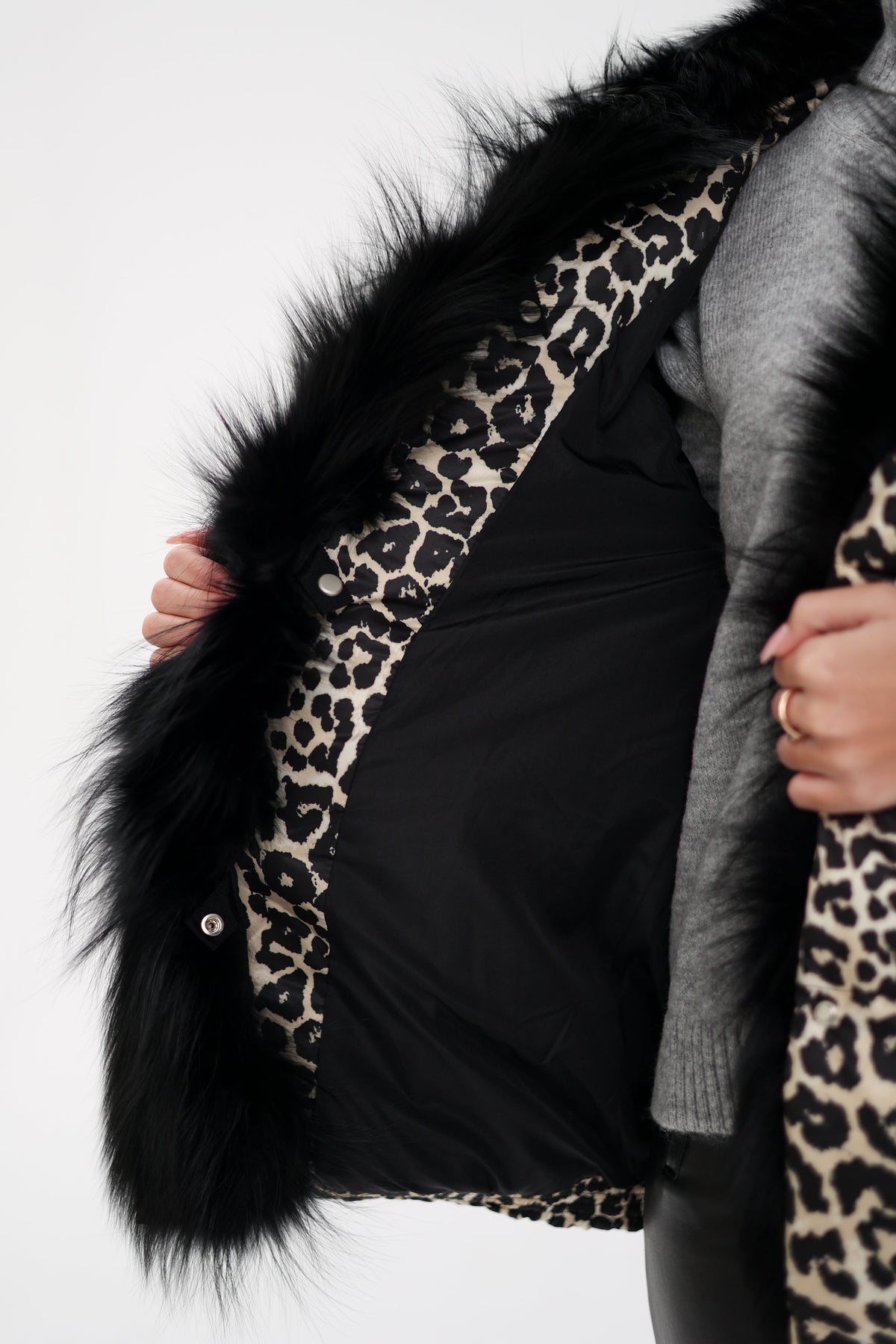 Genuine Fox Leopard Luxe Down Parka