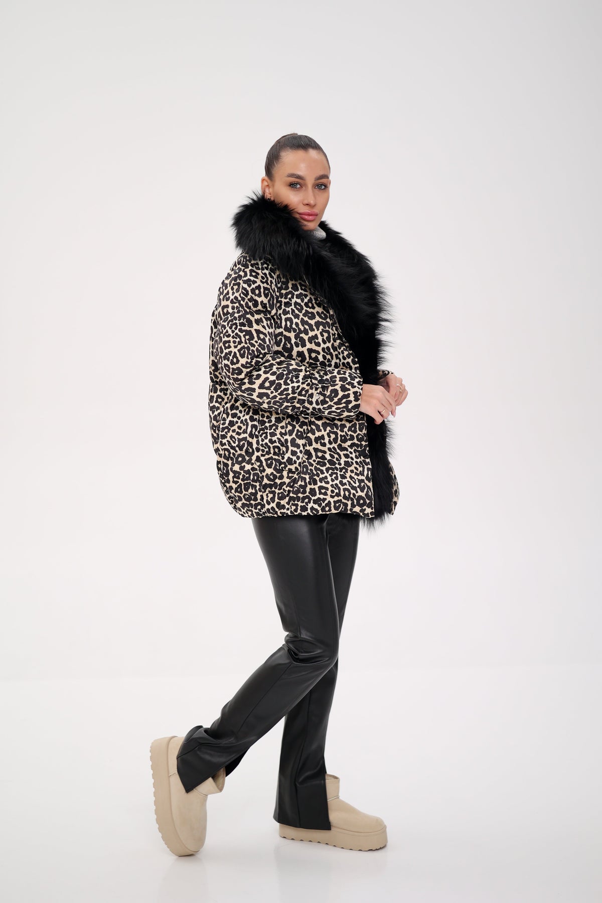 Genuine Fox Leopard Luxe Down Parka