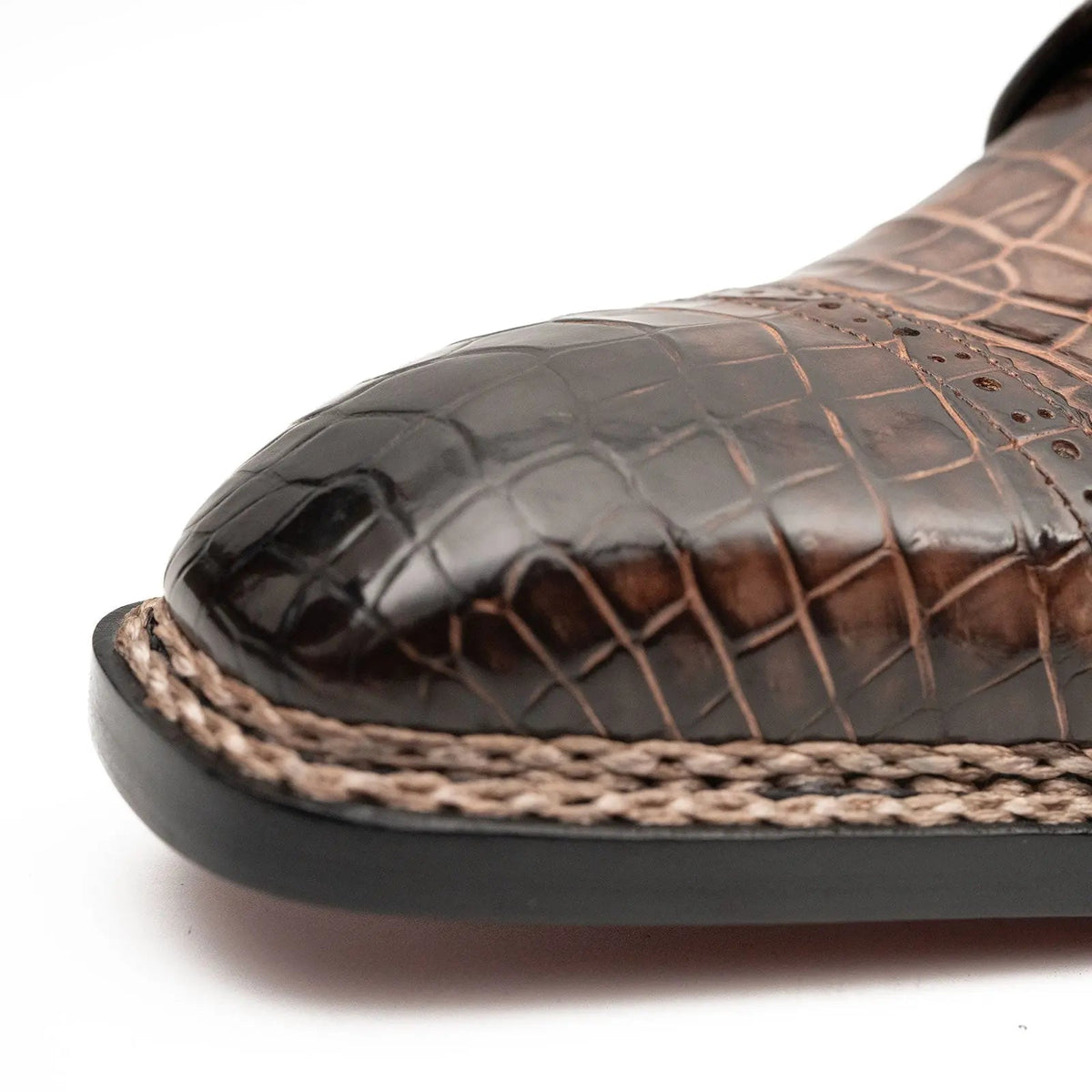 Brown Textured Derby Shoe with Dark Toe