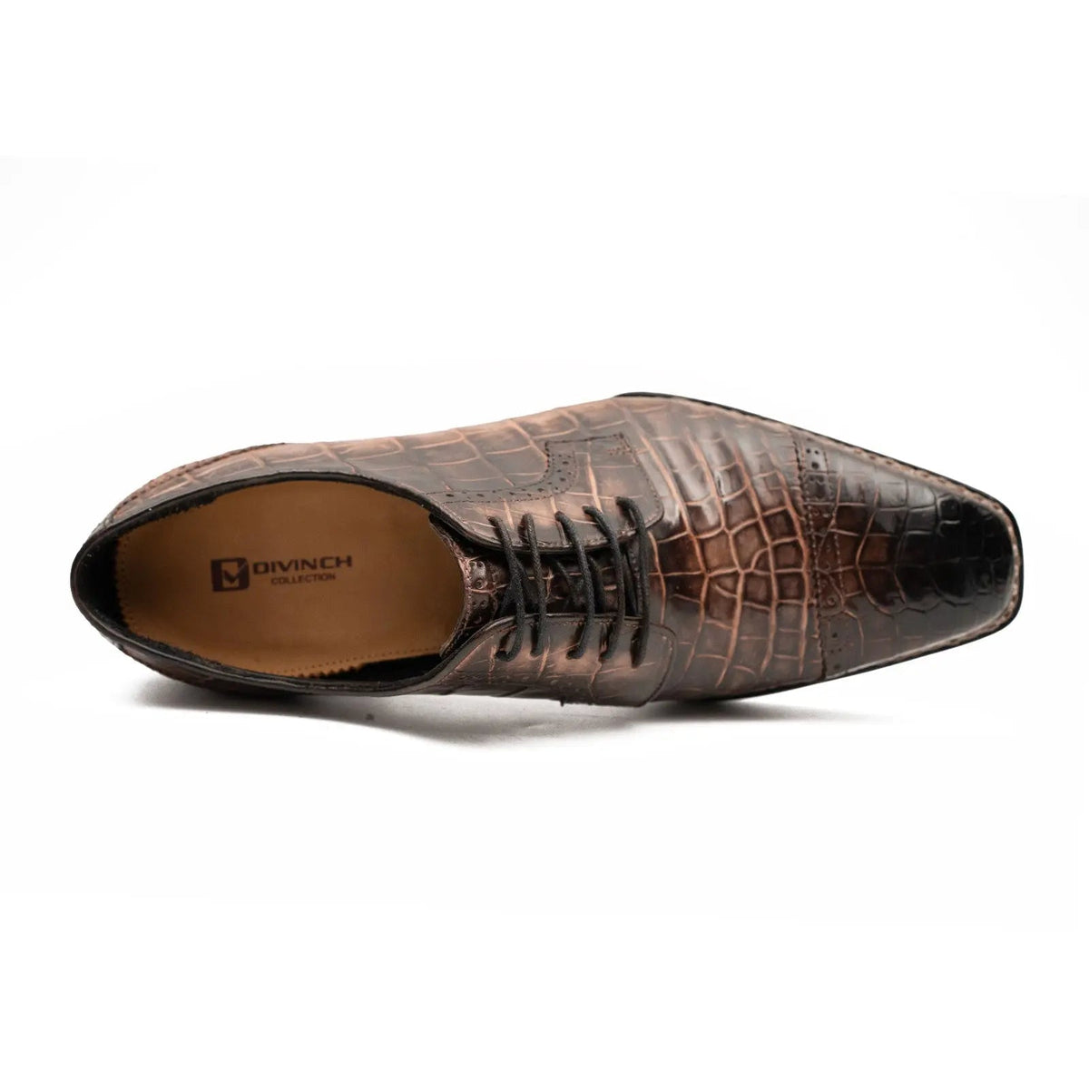 Brown Textured Derby Shoe with Dark Toe