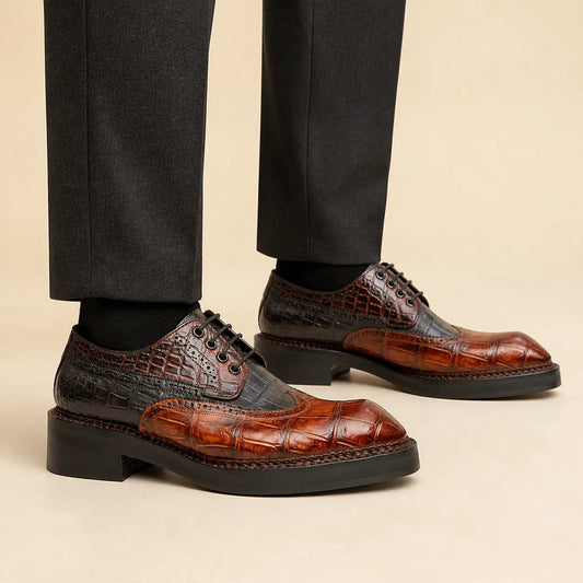 Two-Tone Textured Wingtip Derby Shoe