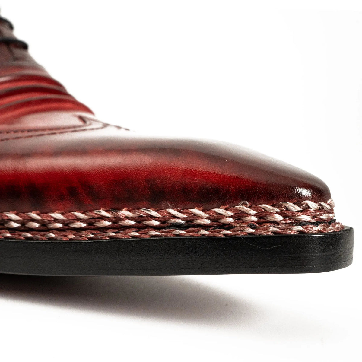 Red Textured Lace-Up Dress Shoe with Shaded Toe