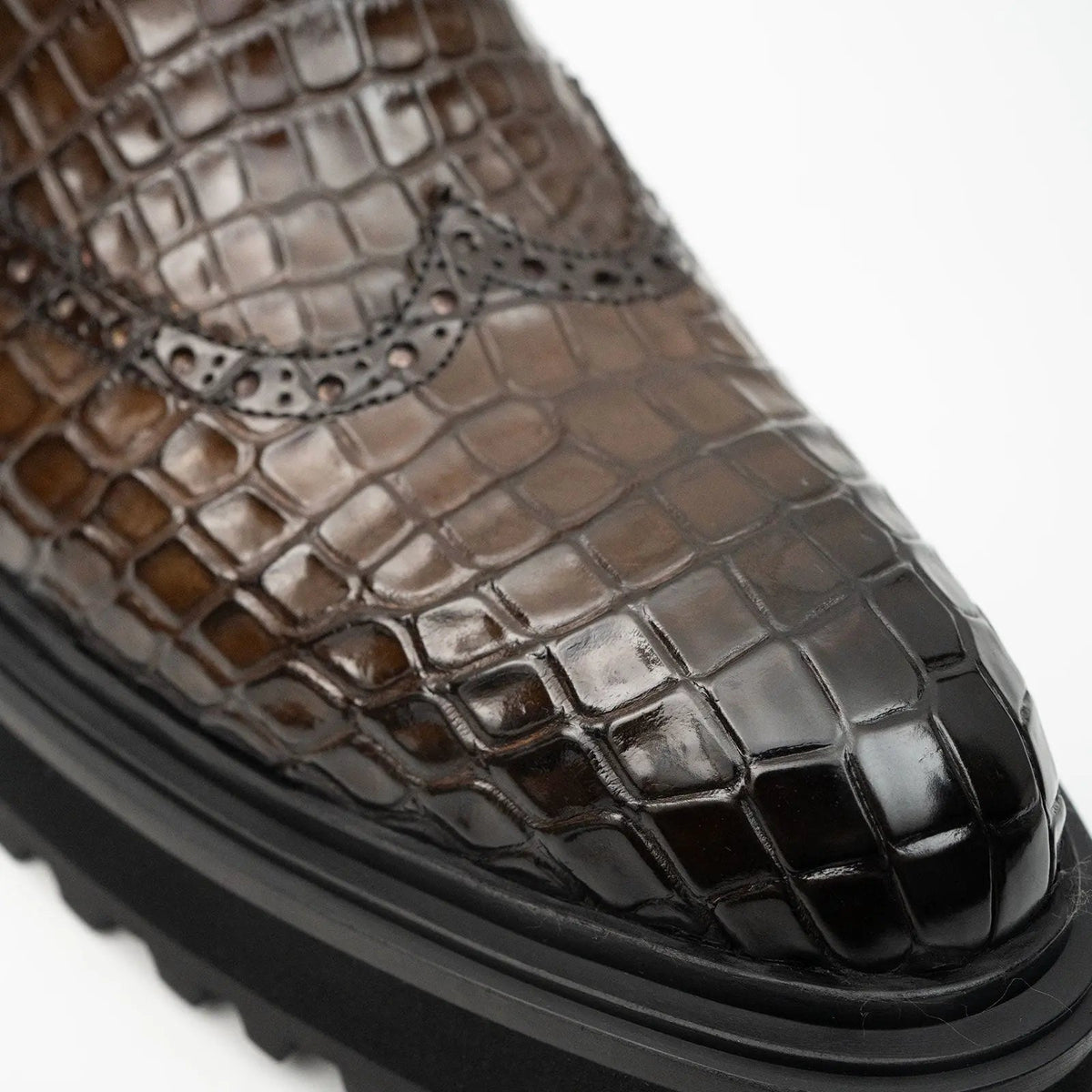 Dark Brown Textured Lug Sole Chelsea Ankle Boot