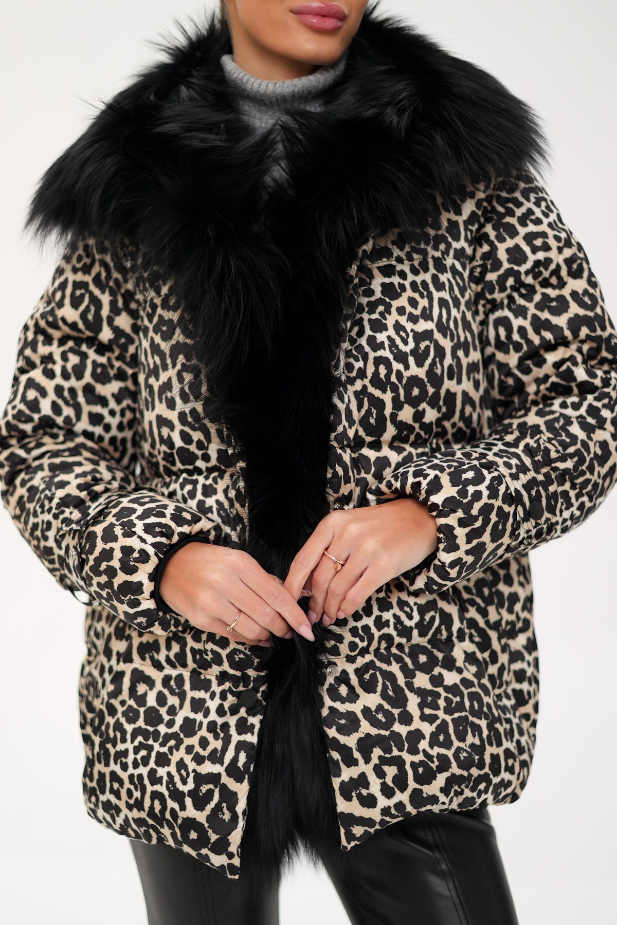 Genuine Fox Leopard Luxe Down Parka
