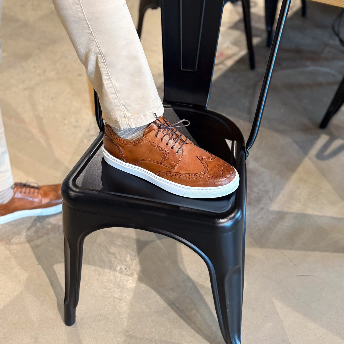 Men's Don Giovanni Wingtips - Cognac w/ White Sole