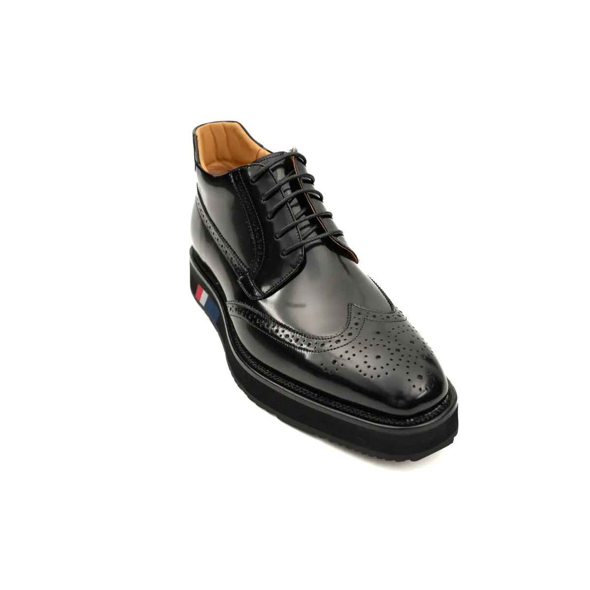 Black Platform Ankle-Height Lace-Up Shoe