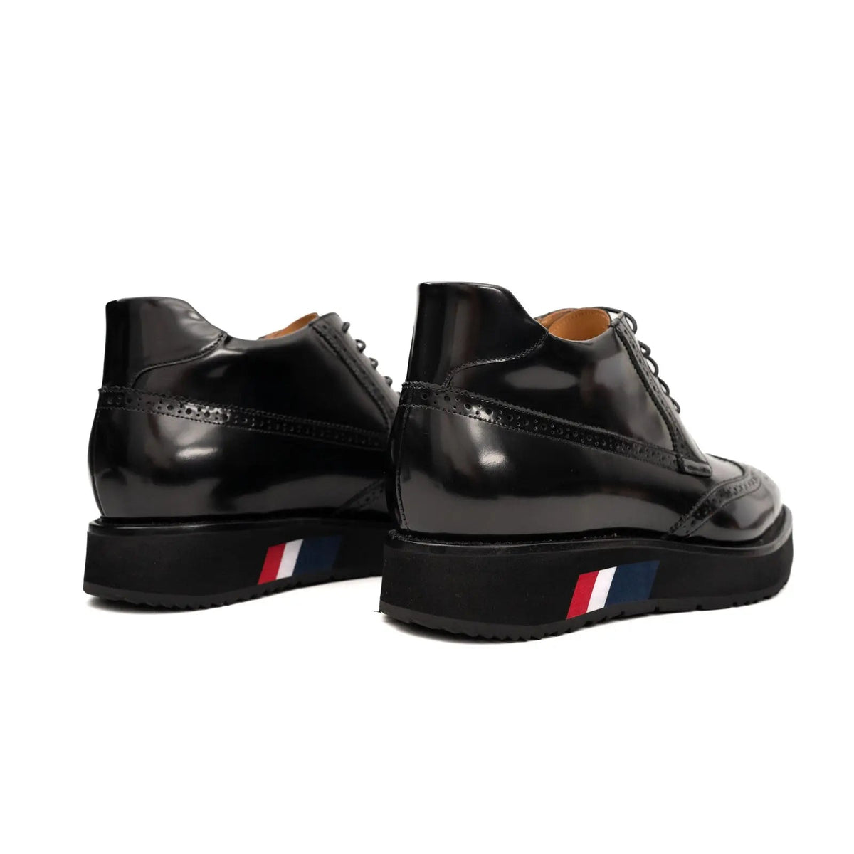 Black Platform Ankle-Height Lace-Up Shoe