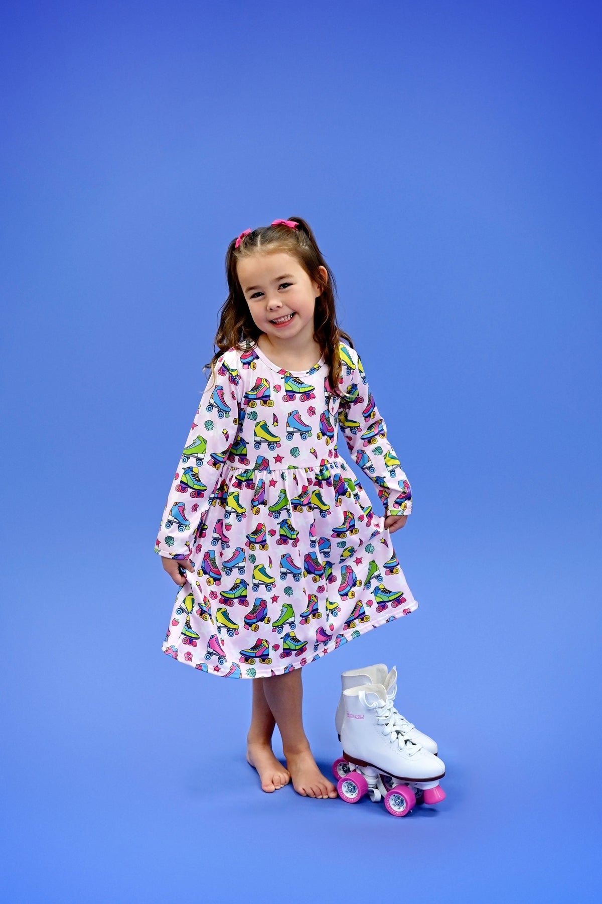 Skate With Me Long Sleeve Milk Silk Dress