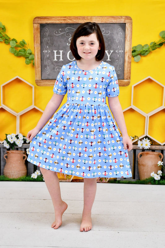 All The Buzz Short Sleeve Milk Silk Dress