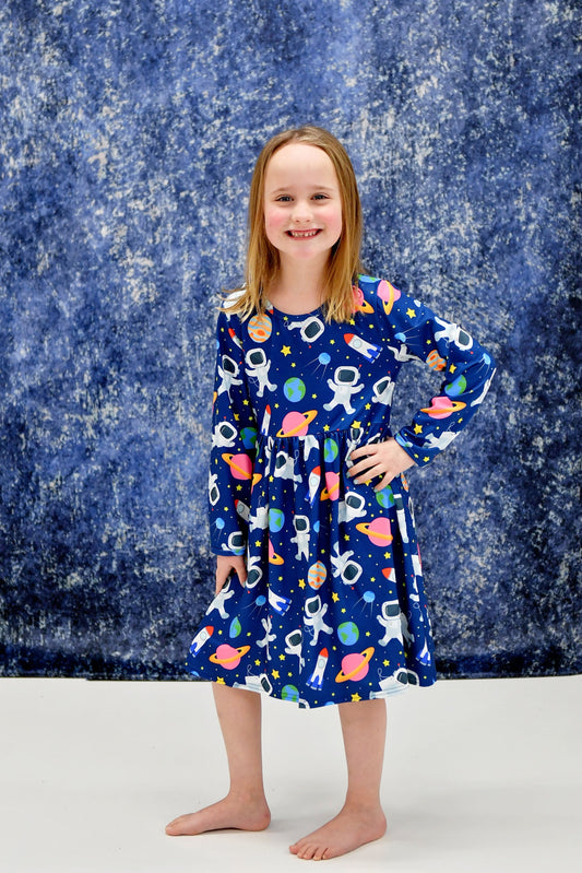 Space Long Sleeve Milk Silk Dress