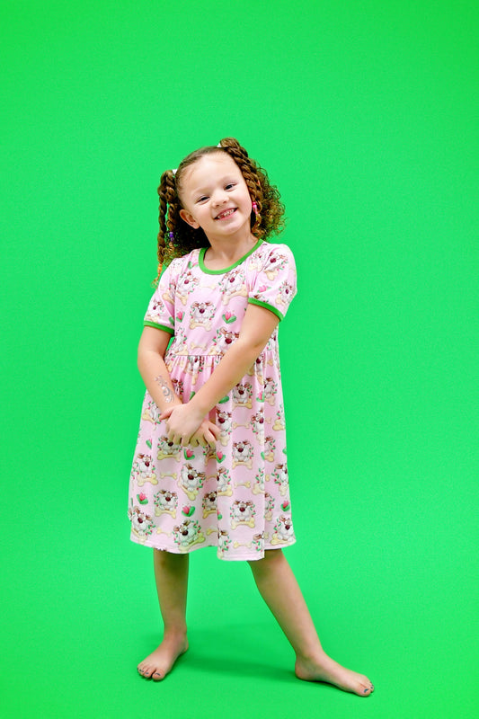 Pink Dog and Bone Short Sleeve Milk Silk Dress