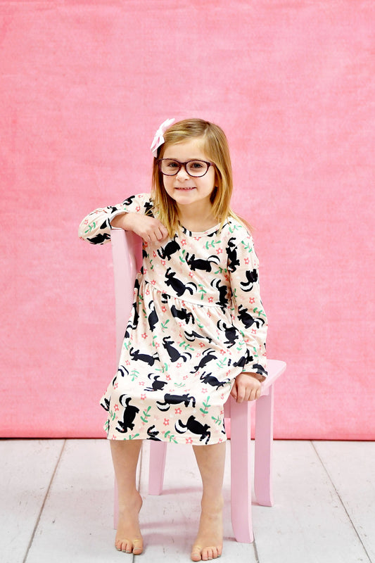 Skunk Long Sleeve Milk Silk Dress
