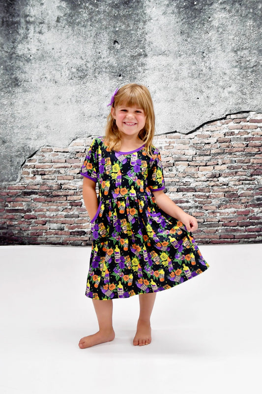 Potion Short Sleeve Pocket Milk Silk Dress