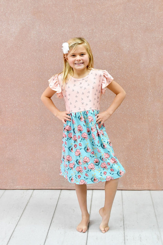 In Bloom Long Flutter Milk Silk Dress