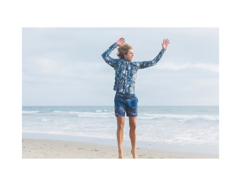 Men's Zip Rash Guard - Blue Rock
