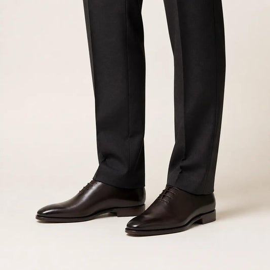 Dark Brown Square-Toe Oxford Shoes with Polished Finish