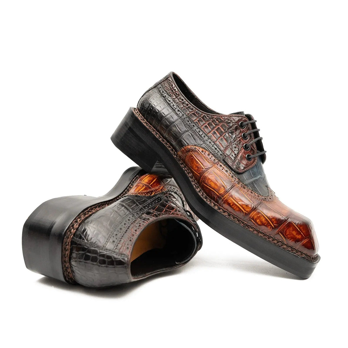 Two-Tone Textured Wingtip Derby Shoe