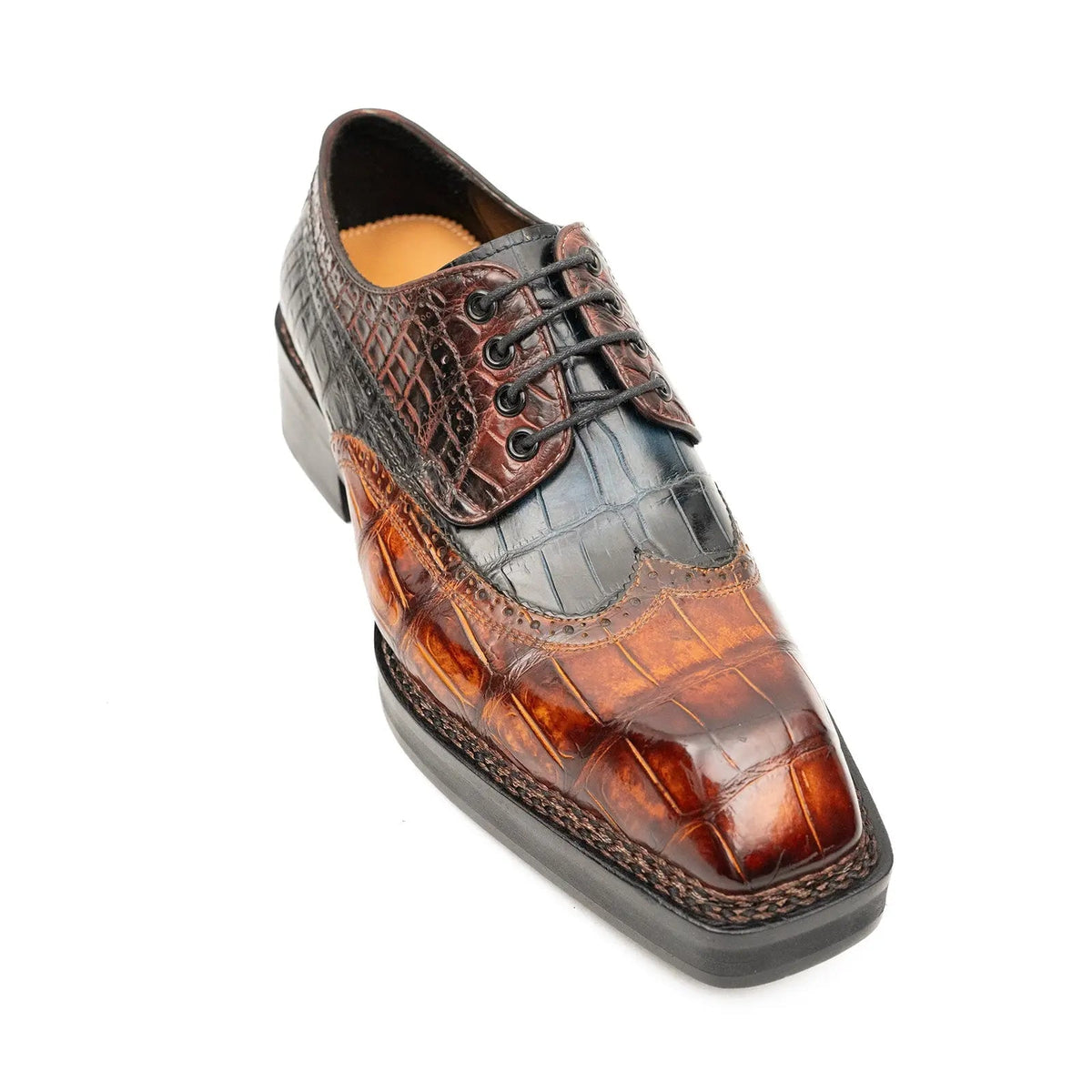 Two-Tone Textured Wingtip Derby Shoe