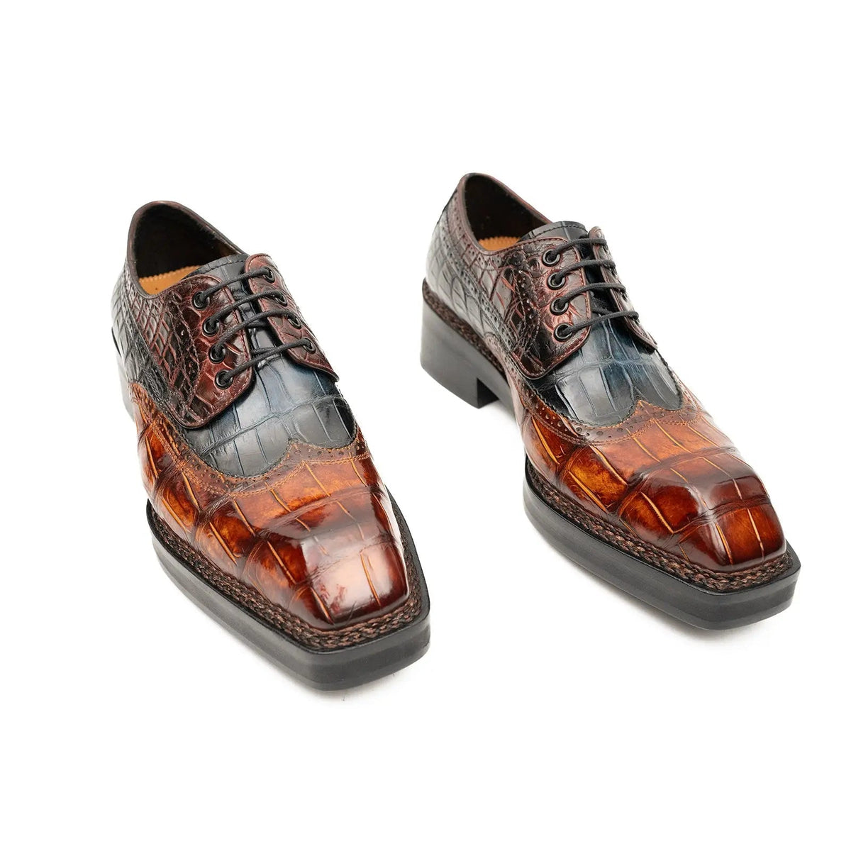 Two-Tone Textured Wingtip Derby Shoe