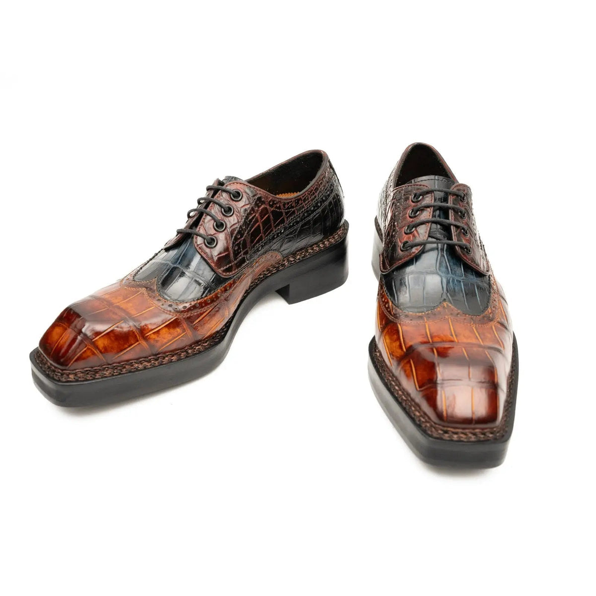 Two-Tone Textured Wingtip Derby Shoe