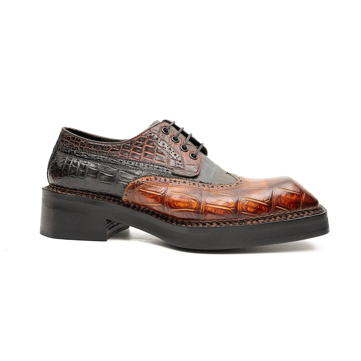 Two-Tone Textured Wingtip Derby Shoe