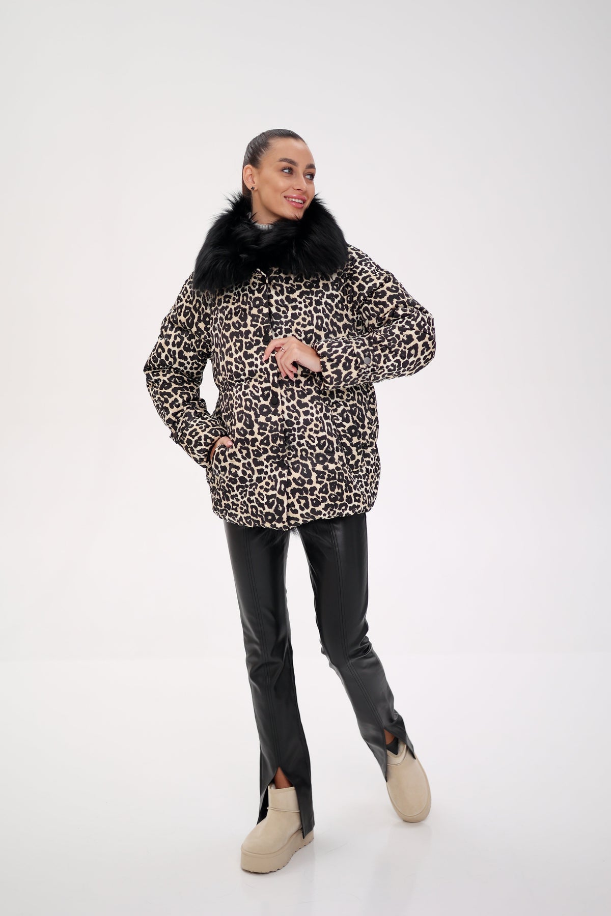 Genuine Fox Leopard Luxe Down Parka