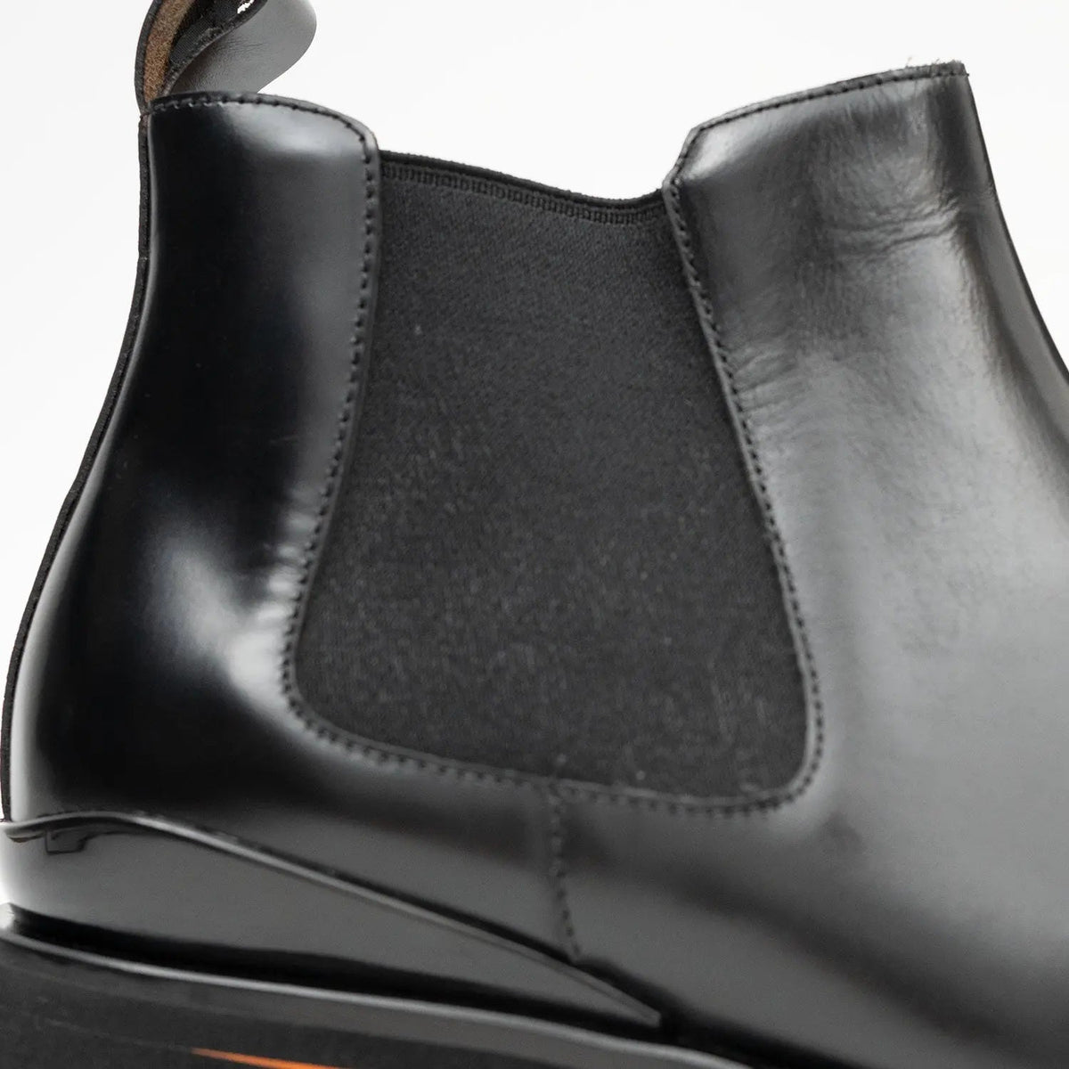 Black Plain-Toe Chelsea Boots with Pull Tab