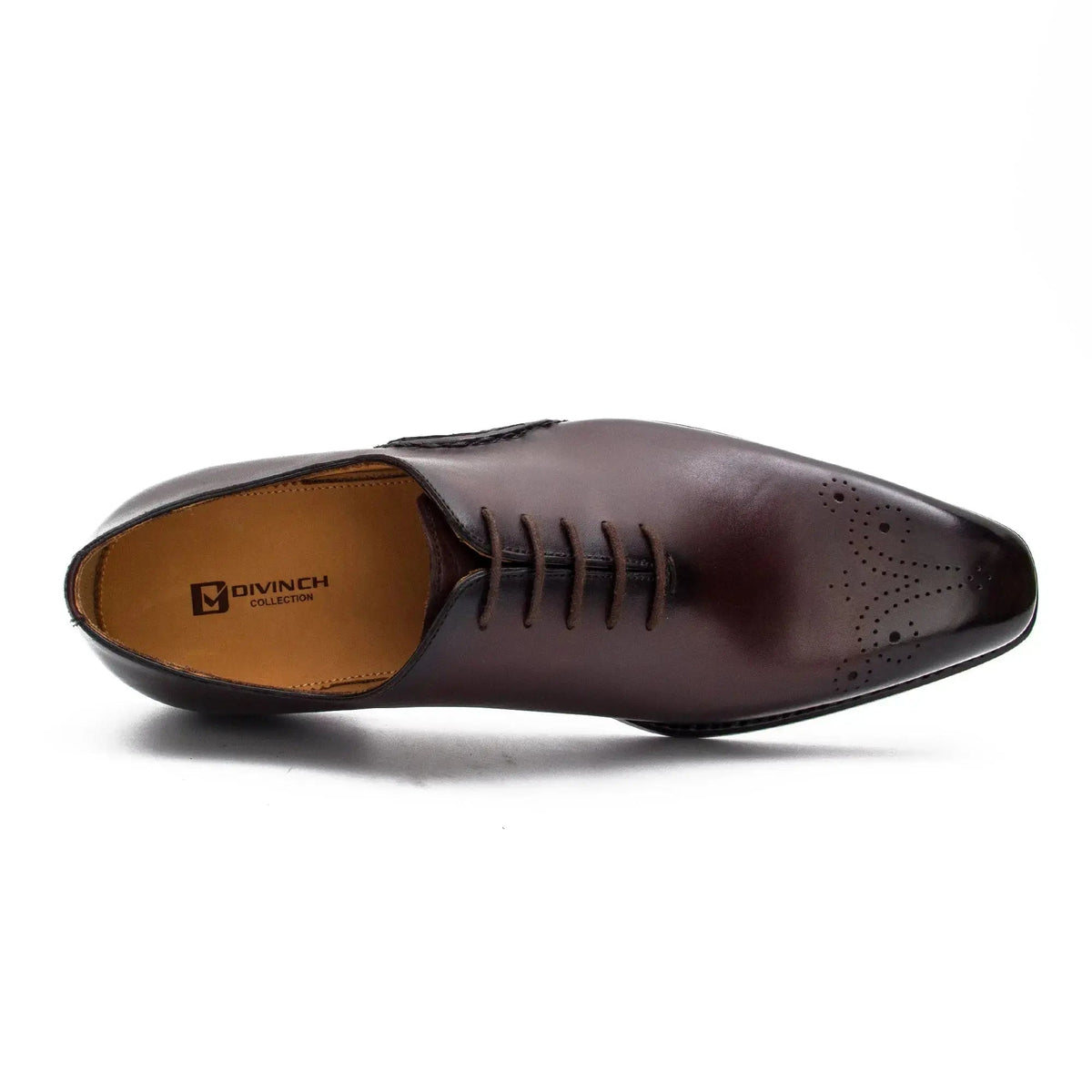 Dark Reddish Brown Square-Toe Oxford Shoes with Toe Medallion