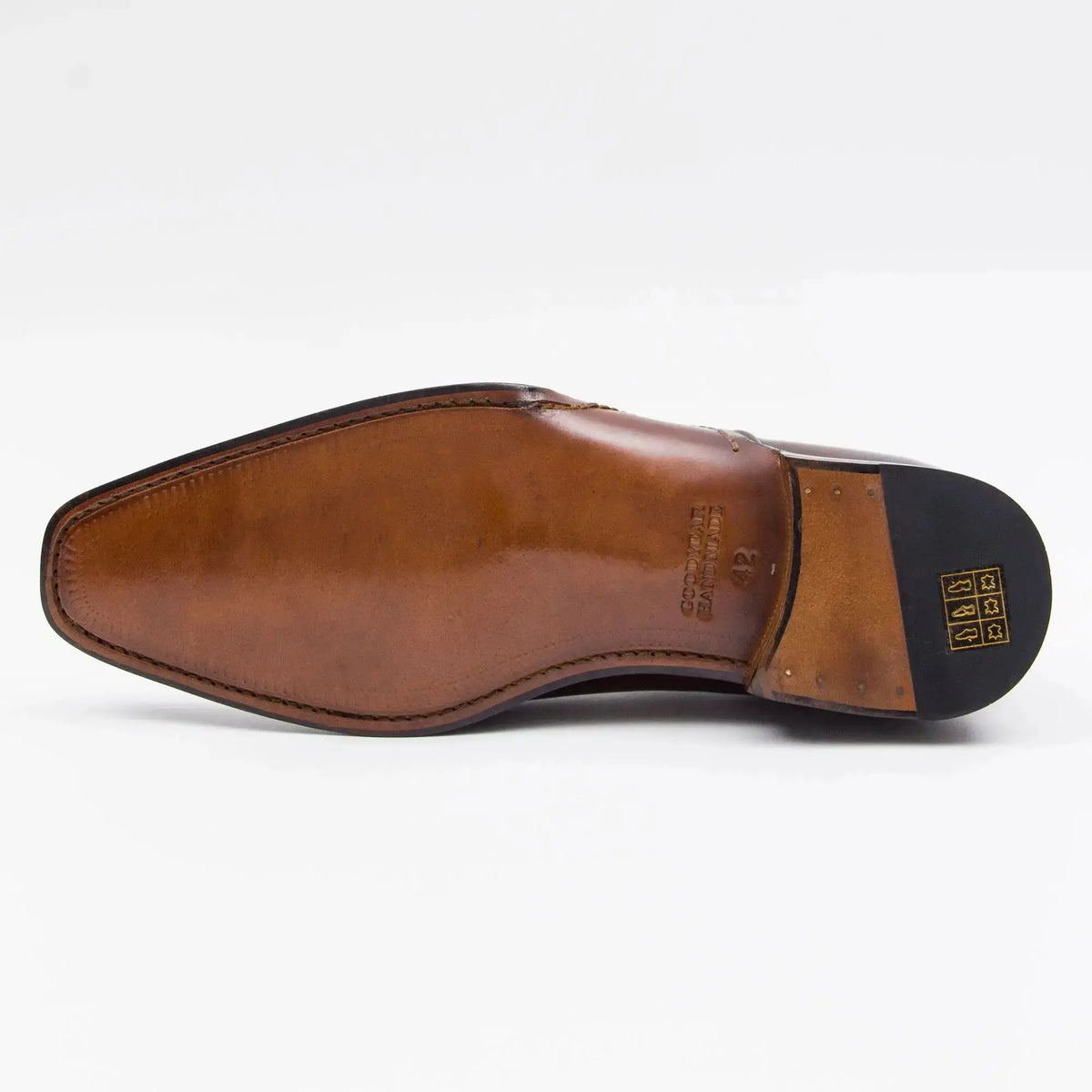 Dark Reddish Brown Square-Toe Oxford Shoes with Toe Medallion