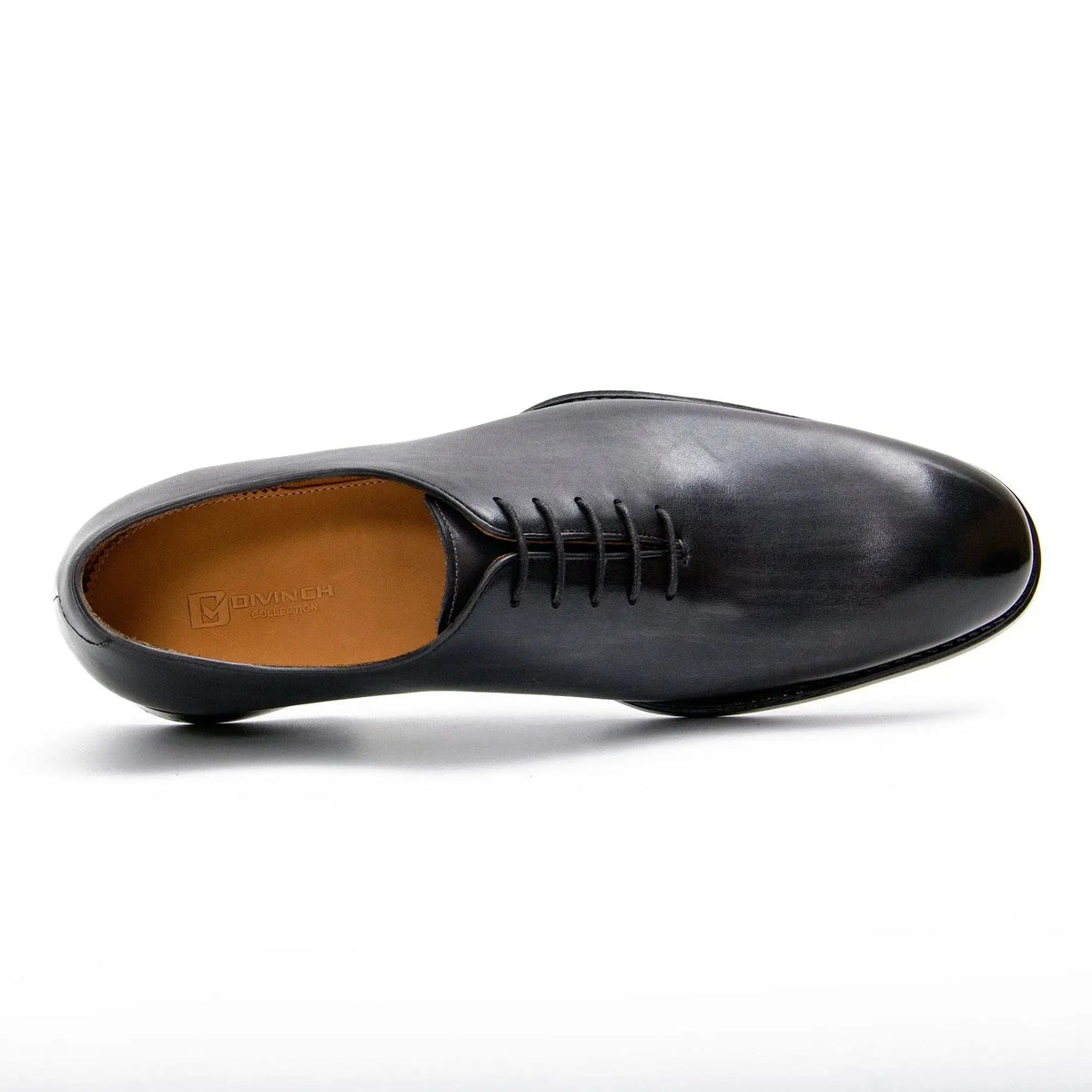 Gray-Brown Plain-Toe Oxford Shoes with Low-Gloss Finish