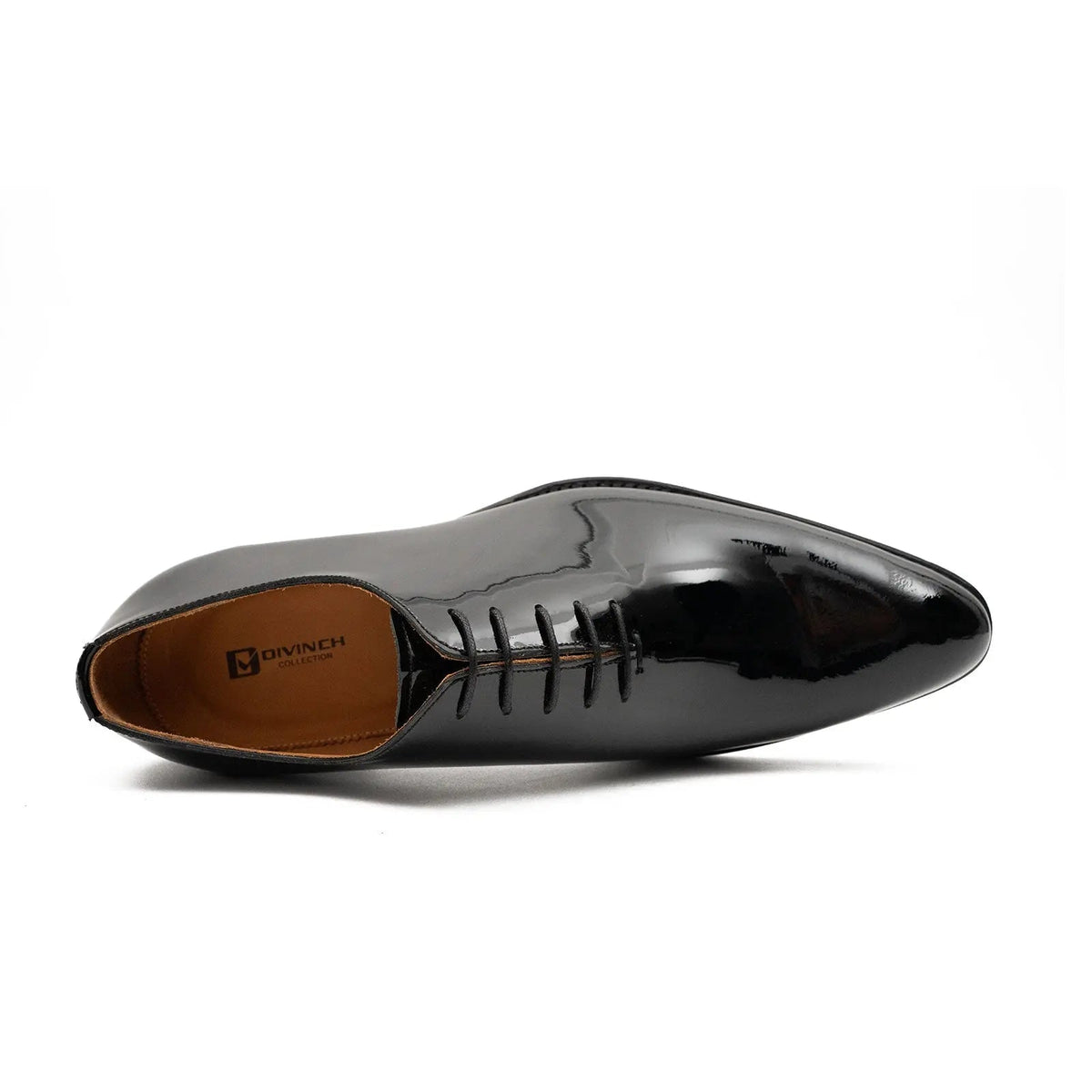Black Plain-Toe Oxford Shoes with High-Gloss Finish