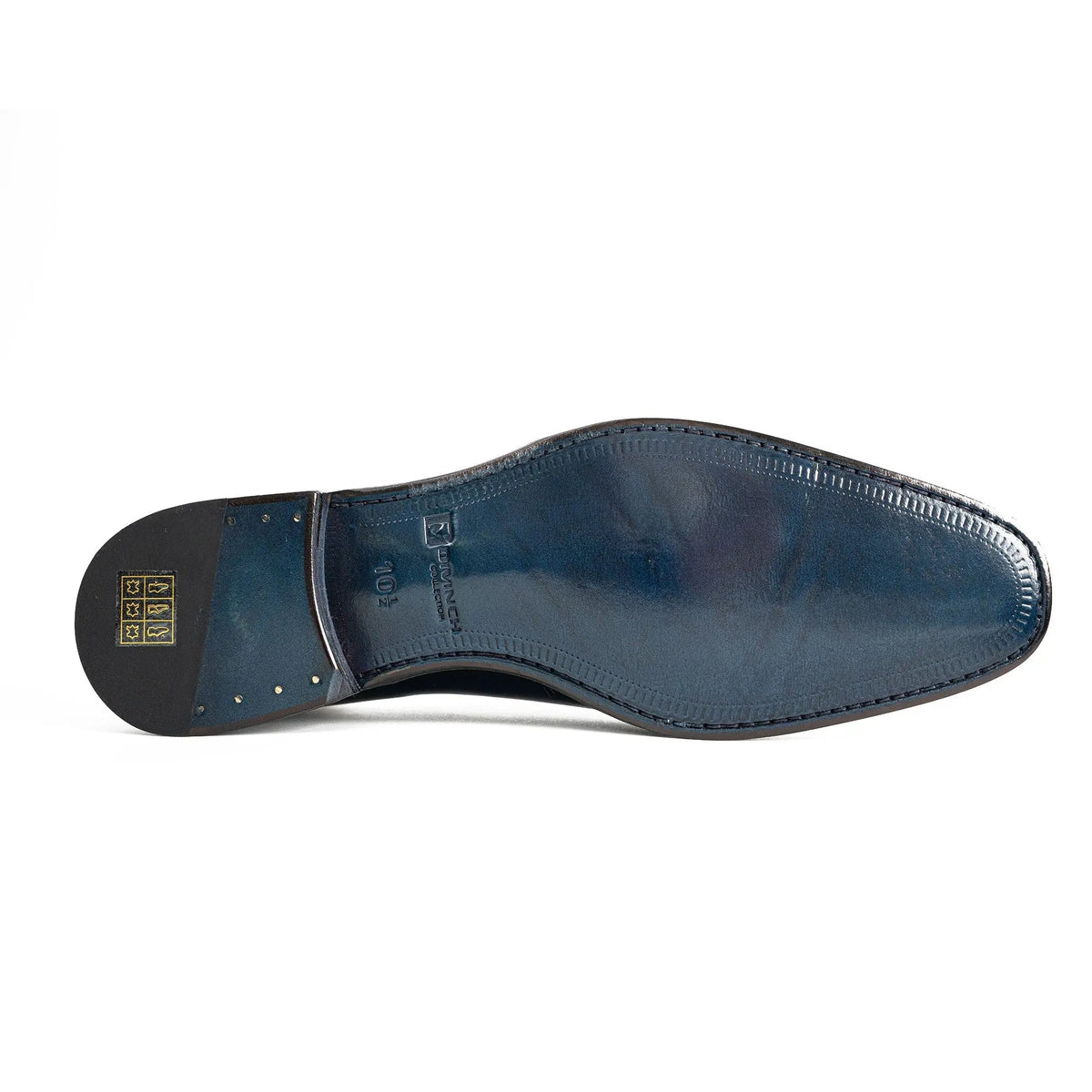 Blue Curved-Seam Oxford Shoes with Perforated Trim