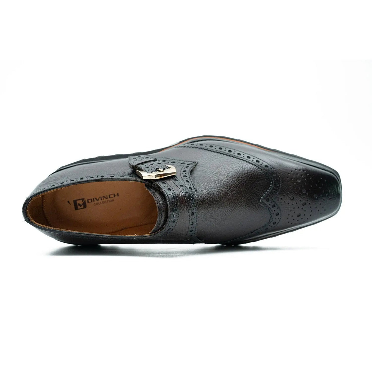 Dark Brown-Black Textured Wingtip Monk Shoe